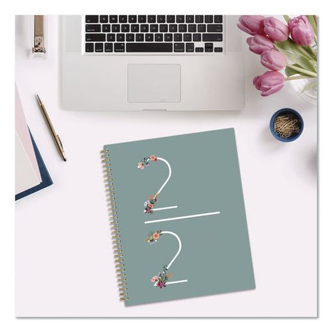 Greta Academic Year Weekly/monthly Planner, Floral Artwork, 11 X 8.5, Green Cover, 12-month (july-june): 2026 To 2027