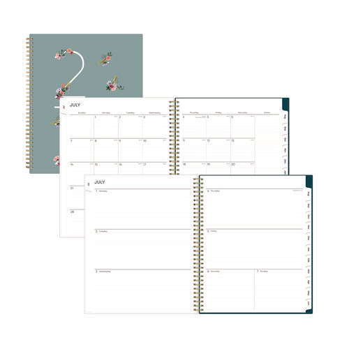 Greta Academic Year Weekly/monthly Planner, Floral Artwork, 11.5 X 8, Green Cover, 12-month (july-june): 2024 To 2025