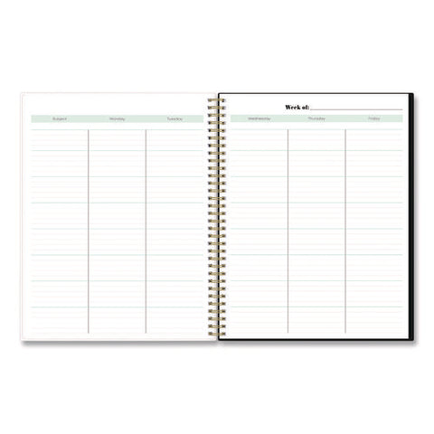 Dark Gray Gale Lesson Planner, Weekly: Up To Nine Periods Per Day, Monthly: Two-page Spreads, 11 X 8.5, Gray/mint Green Cover