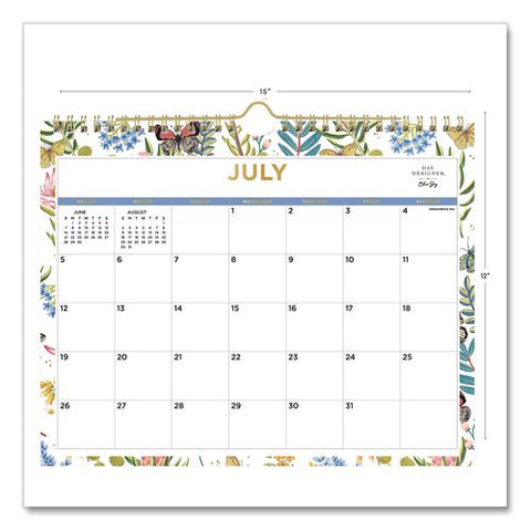 Garden Flutter Academic Monthly Wall Calendar, 8.75 X 11, White Sheets, 12-month (july To June): 2026 To 2027