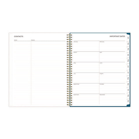 Bakah Blue Weekly/monthly Planner, Floral Artwork, 11 X 8.5, Blue/white Cover, 12-month (jan To Dec): 2025