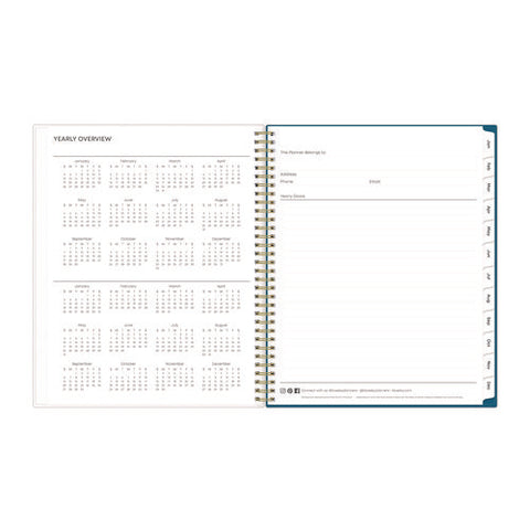 Bakah Blue Weekly/monthly Planner, Floral Artwork, 11 X 8.5, Blue/white Cover, 12-month (jan To Dec): 2025