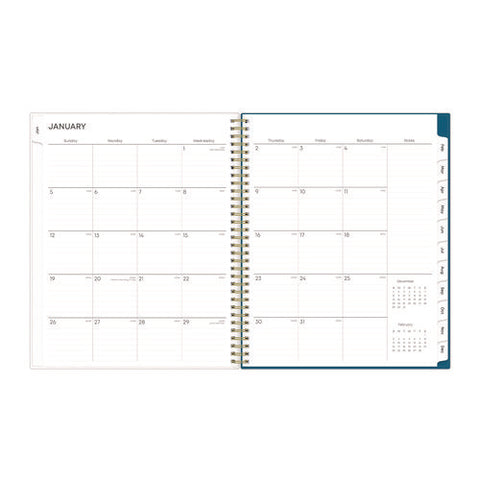 Bakah Blue Weekly/monthly Planner, Floral Artwork, 11 X 8.5, Blue/white Cover, 12-month (jan To Dec): 2025