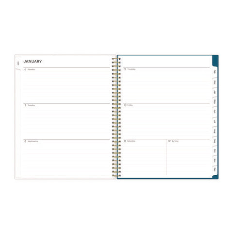 Bakah Blue Weekly/monthly Planner, Floral Artwork, 11 X 8.5, Blue/white Cover, 12-month (jan To Dec): 2025