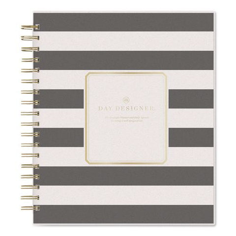 Day Designer Academic Year Daily/monthly Planner, Rugby Stripe Artwork, 10 X 8, Black/white, 12-month (july-june): 2026-2027
