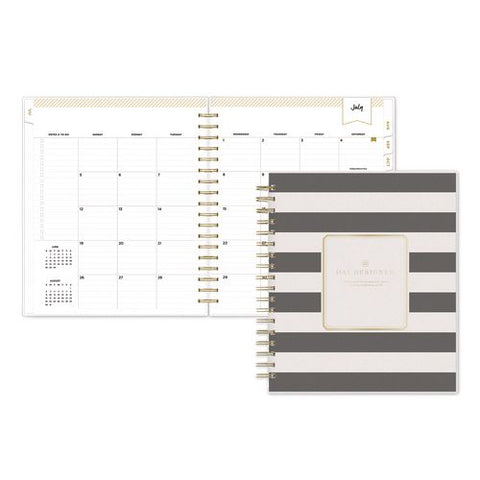 Day Designer Academic Year Daily/monthly Planner, Rugby Stripe Artwork, 10 X 8, Black/white, 12-month (july-june): 2026-2027