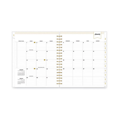 Day Designer Daily/monthly Frosted Planner, Rugby Stripe Artwork, 10 X 8, Black/white Cover, 12-month (july-june): 2024-2025