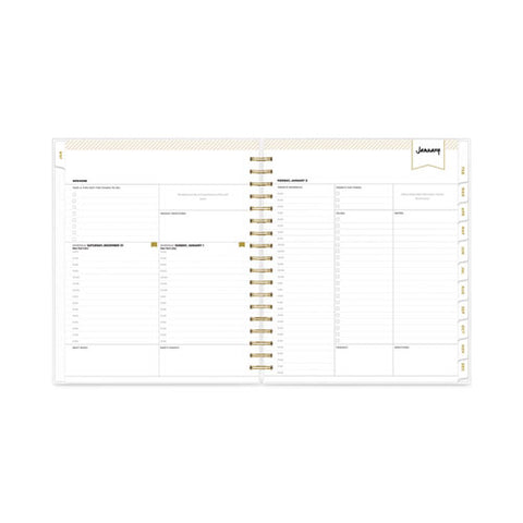 Day Designer Daily/monthly Frosted Planner, Rugby Stripe Artwork, 10 X 8, Black/white Cover, 12-month (july-june): 2024-2025