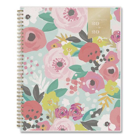 Day Designer Secret Garden Mint Academic Weekly/monthly Twin-wire Notes Planner, 11 X 8.5, 12-month: July 2025 To June 2026