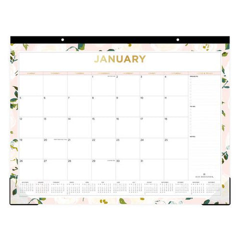 Day Designer Coming Up Roses Monthly Desk Pad Calendar, Floral Artwork, 22 X 17, Cream/blush Sheets, 12-month (jan-dec): 2025