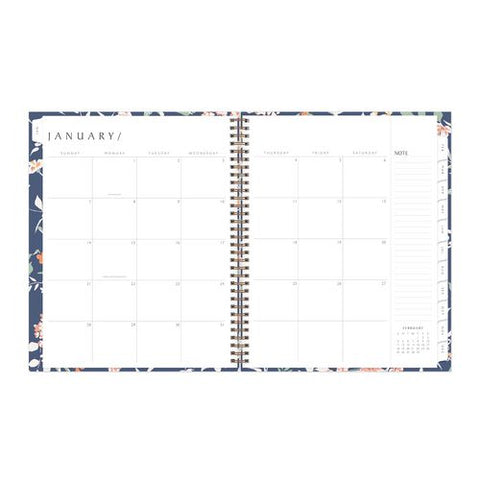 One Tree Planted Effie Weekly/monthly Planner, Floral Artwork, 11" X 8.5", Blue/peach/green Cover, 12-month (jan-dec): 2025