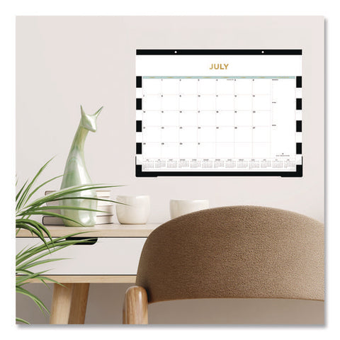 Day Designer Rugby Stripe Academic Year Desk Pad Calendar, 22 X 17, White/black Sheets, 12-month (july To June): 2024 To 2025