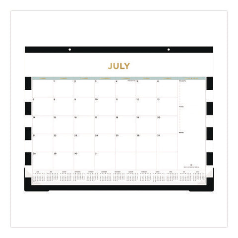 Day Designer Rugby Stripe Academic Year Desk Pad Calendar, 22 X 17, White/black Sheets, 12-month (july To June): 2024 To 2025