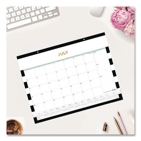 Day Designer Rugby Stripe Academic Year Desk Pad Calendar, 22x17, White Sheets,black Headband/clear Corners, Jul-jun: 2026-27