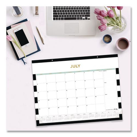 Day Designer Rugby Stripe Academic Year Desk Pad Calendar, 22x17, White Sheets,black Headband/clear Corners, Jul-jun: 2026-27