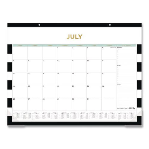 Day Designer Rugby Stripe Academic Year Desk Pad Calendar, 22x17, White Sheets,black Headband/clear Corners, Jul-jun: 2026-27