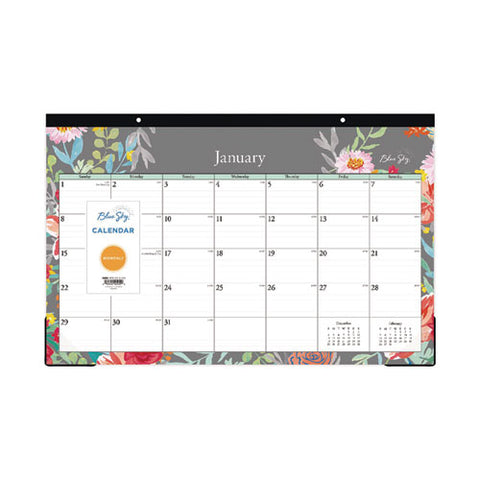 Sophie Desk Pad, Floral Artwork, 17 X 11, Multicolor Sheets, Black Binding, Clear Corners, 12-month (jan To Dec): 2025