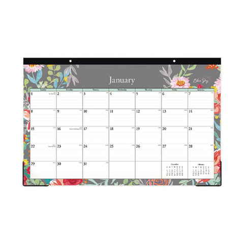 Sophie Desk Pad, Floral Artwork, 17 X 11, Multicolor Sheets, Black Binding, Clear Corners, 12-month (jan To Dec): 2025