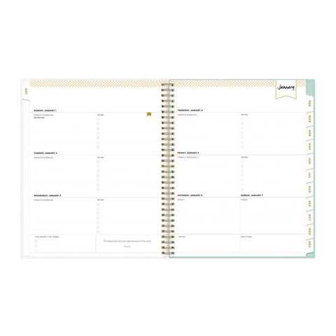 Day Designer Secret Garden Mint Frosted Weekly/monthly Planner, Floral Artwork, 11 X 8.5, 12-month (jan To Dec): 2025