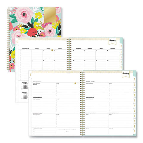 Day Designer Secret Garden Mint Frosted Weekly/monthly Planner, Floral Artwork, 11 X 8.5, 12-month (jan To Dec): 2025