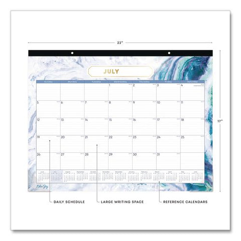 Gemma Academic Year Desk Pad Calendar, 22 X 17, White Sheets, Black Headband, Clear Corners, 12-month (july-june): 2026-2027