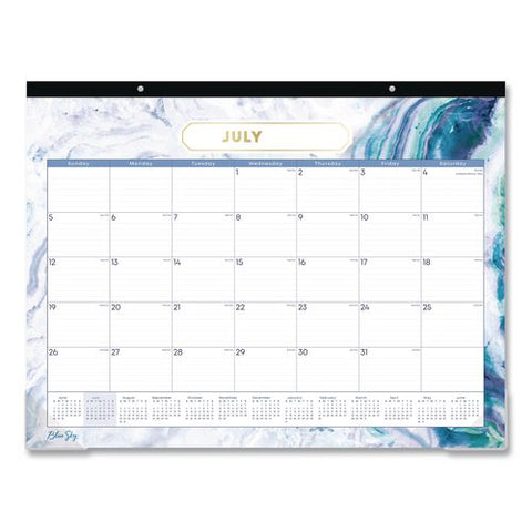 Gemma Academic Year Desk Pad Calendar, 22 X 17, White Sheets, Black Headband, Clear Corners, 12-month (july-june): 2026-2027