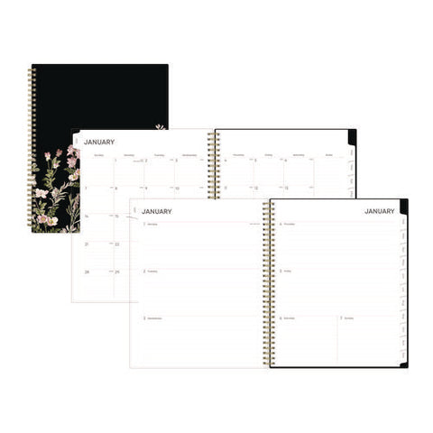 Nevaeh Weekly/monthly Planner, Floral Artwork, 11 X 8.5, Black/multicolor Cover, 12-month (jan To Dec): 2025