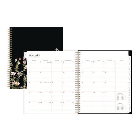 Nevaeh Monthly Planner, Floral Artwork, 10 X 8, Black/multicolor Cover, 12-month (jan To Dec): 2025