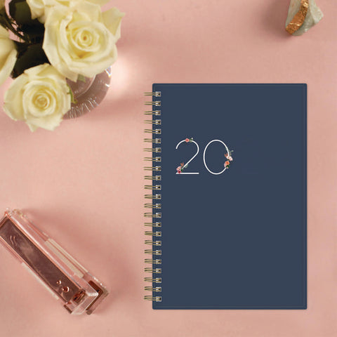 Ashlyn Weekly/monthly Planner, Floral Artwork, 8 X 5, Navy/multicolor Cover, 12-month (jan To Dec): 2025
