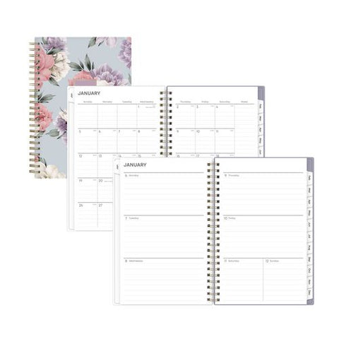 Tula Weekly/monthly Planner, Floral Artwork, 8" X 5", Purple/pink/white Cover, 12-month (jan To Dec): 2025