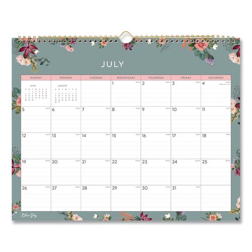 Greta Academic Monthly Wall Calendar, 15 X 12, White Sheets, 12-month (july To June): 2026 To 2027