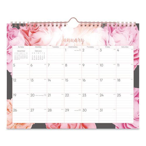 Joselyn Monthly Wall Calendar, Floral Artwork, 11 X 8.75, White/multicolor Sheets, 12-month (jan To Dec): 2026