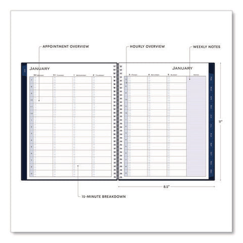 Passages Weekly Appointment Book And Monthly Planner, 11 X 8.5, Navy Blue Cover, 12-month (jan To Dec): 2025