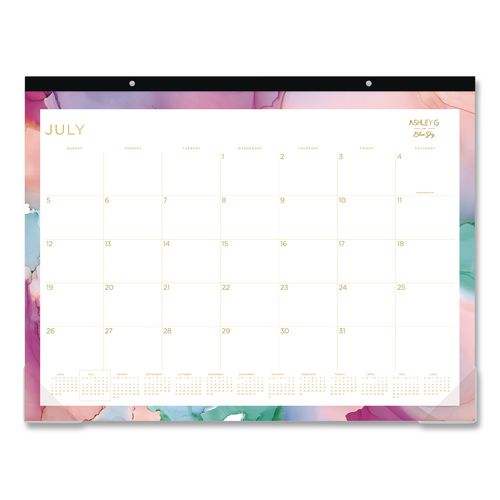 Ashley G Multicolor Smoke Academic Monthly Desk Pad Calendar, 22x17, White Sheets, Black Binding, 12-month (jul-jun): 2026-27