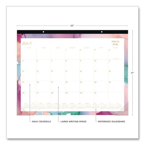 Ashley G Multicolor Smoke Academic Monthly Desk Pad Calendar, 22x17, White Sheets, Black Binding, 12-month (jul-jun): 2026-27