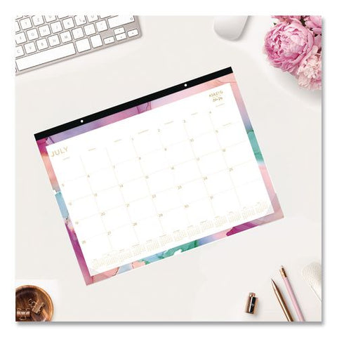 Ashley G Multicolor Smoke Academic Monthly Desk Pad Calendar, 22x17, White Sheets, Black Binding, 12-month (jul-jun): 2026-27