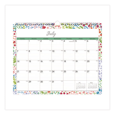 Ditsy Dapple Light Academic Wall Calendar, Floral Artwork, 15 X 12, White/multicolor Sheets, 12-month (july-june): 2024-2025