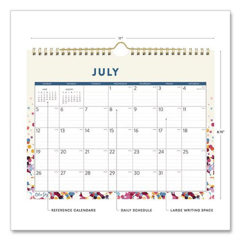 Star Confetti Bright Academic Monthly Wall Calendar, 11 X 8.75, White Sheets, 12-month (july To June): 2026 To 2027