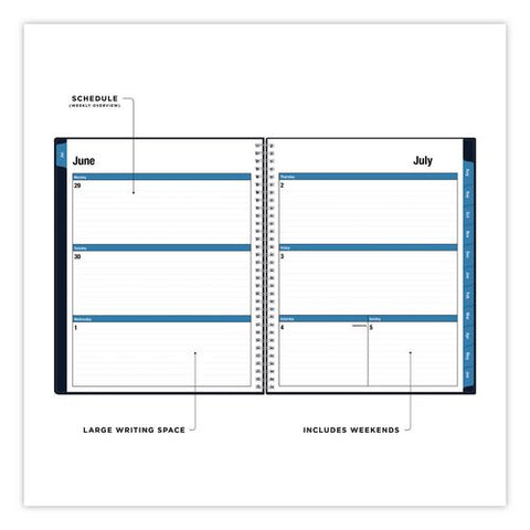 Collegiate Academic Year Weekly/monthly Planner, 11 X 8.5, Navy Cover, 12-month (july To June): 2026 To 2027