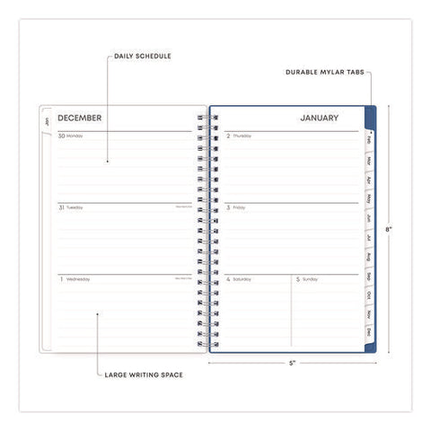 Savoy Cool Weekly/monthly Planner, Abstract Artwork, 8 X 5, Blue/silver Cover, 12-month (jan To Dec): 2025