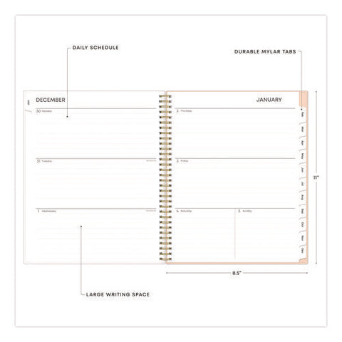 Natalya Weekly/monthly Planner, Abstract Artwork, 11 X 8.5, Peach-pink/white Cover, 12-month (jan To Dec): 2025