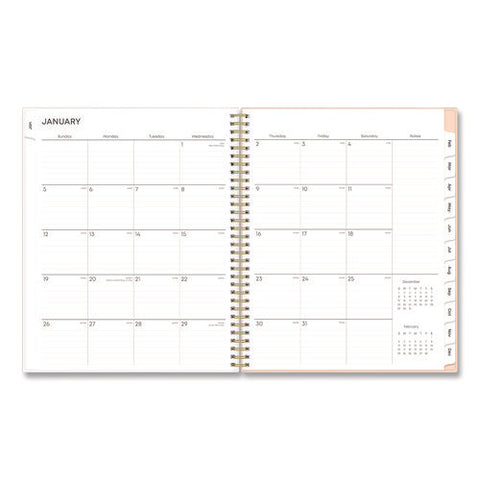 Natalya Weekly/monthly Planner, Abstract Artwork, 11 X 8.5, Peach-pink/white Cover, 12-month (jan To Dec): 2025