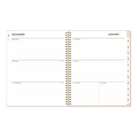 Natalya Weekly/monthly Planner, Abstract Artwork, 11 X 8.5, Peach-pink/white Cover, 12-month (jan To Dec): 2025