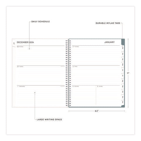 Amitza Weekly/monthly Planner, Abstract Artwork, 11 X 8.5, Blue/gray/white Cover, 12-month (jan To Dec): 2025