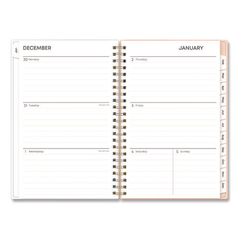 Natalya Weekly/monthly Planner, Abstract Artwork, 8 X 5, Peach-pink/white Cover, 12-month (jan To Dec): 2025