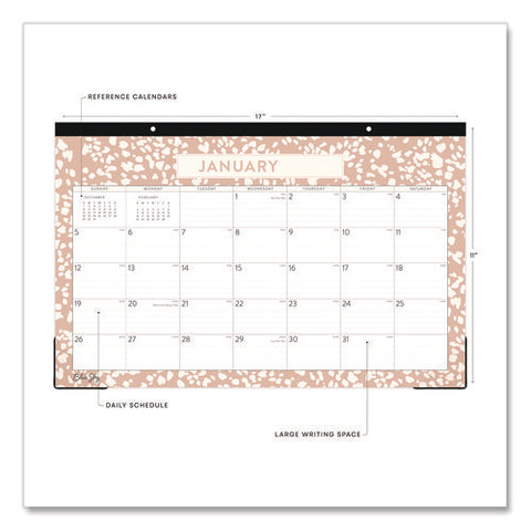 Natalya Desk Pad Calendar, Abstract Artwork, 17 X 11, White/peach Sheets, Black Headband, 12-month (jan To Dec): 2025