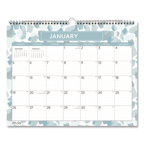 Amitza Blue Monthly Wall Calendar, Abstract Artwork, 15 X 12, White/blue/gray Sheets, 12-month (jan To Dec): 2025