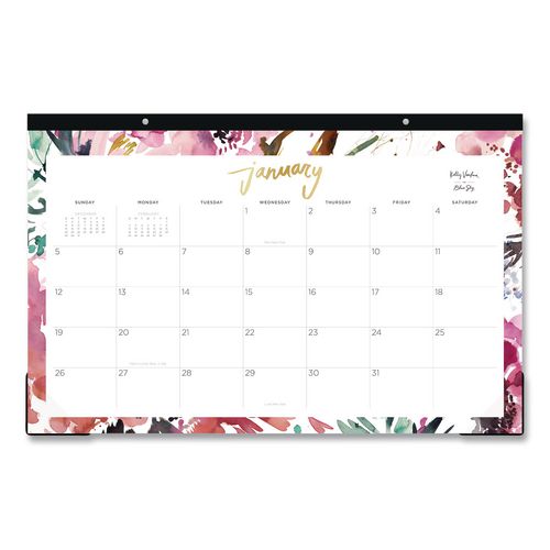 Kelly Ventura Magenta Bloom Desk Pad Calendar, 17 X 11, Floral Artwork, White/multicolor Sheets, 12-month (jan To Dec): 2026
