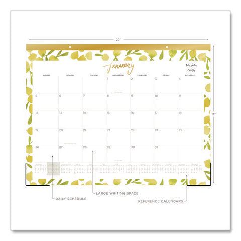 Kelly Ventura Mimosa Desk Pad Calendar, Lemons Artwork, 22 X 17, White/yellow/green Sheets, 12-month (jan To Dec): 2025