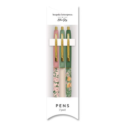 Bespoke Letterpress Pen, Retractable, Bold 1 Mm, Black Ink, Assorted Barrel Colors, 3/pack
